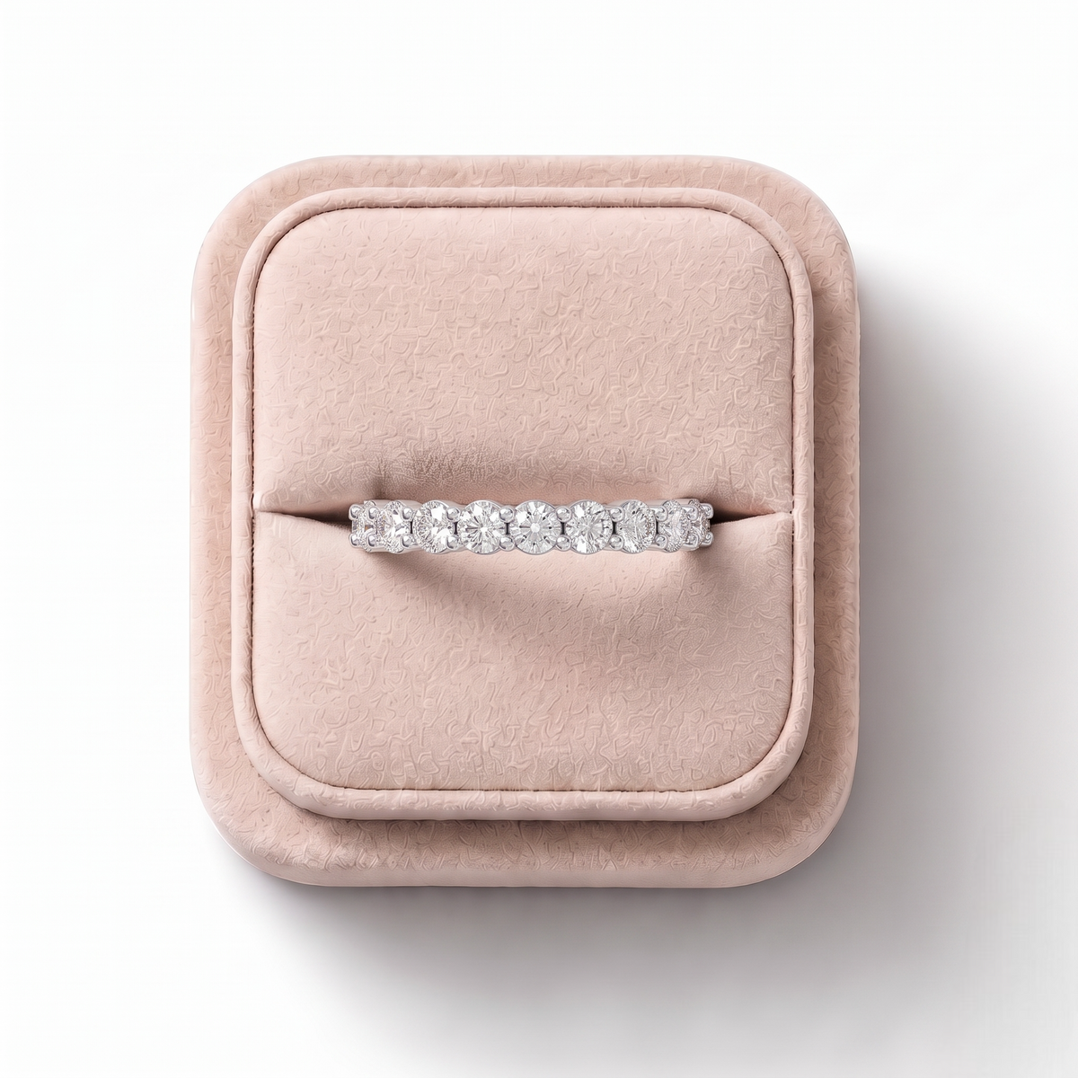 0.39 CT Round Shared-Prong Full Eternity Lab Grown Diamond Ring, on a white background