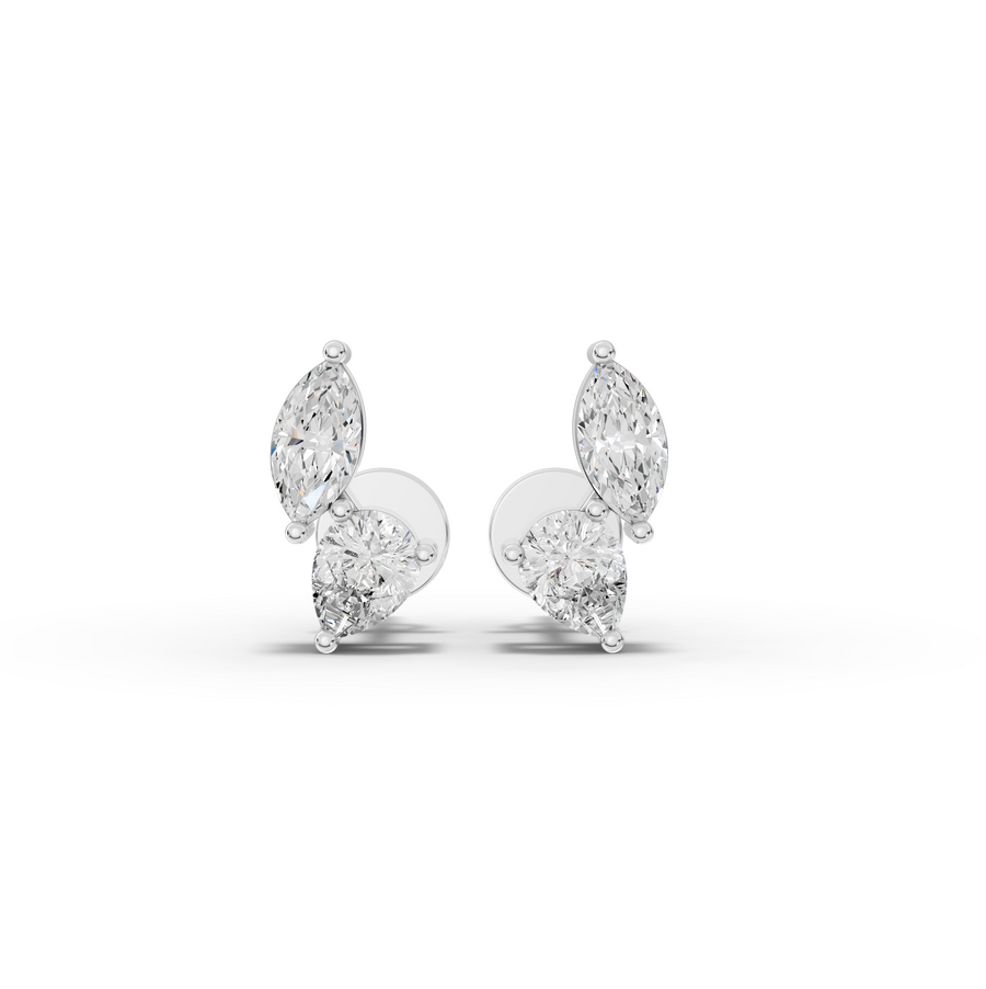 0.40 CT Marquise & Pear Lab Grown Diamond Stud Earrings in white gold