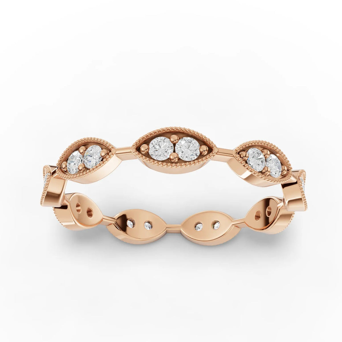 0.40 CT Round Full Eternity Lab Grown Diamond Band Ring in rose gold, top view