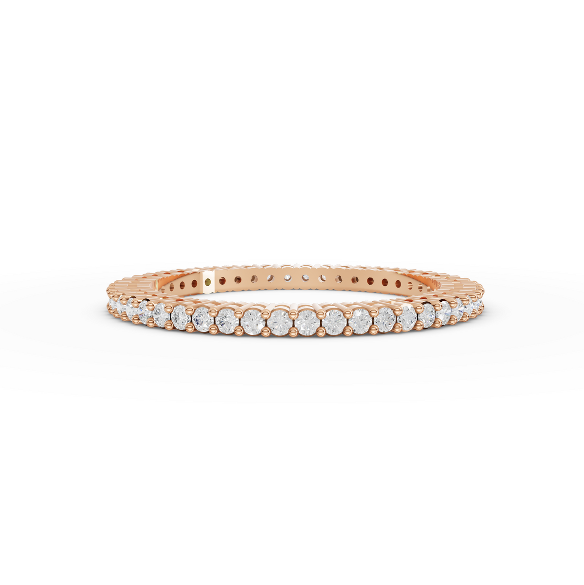 0.40 CT Round Shared-Prong Full Eternity Lab Grown Diamond Ring in rose gold