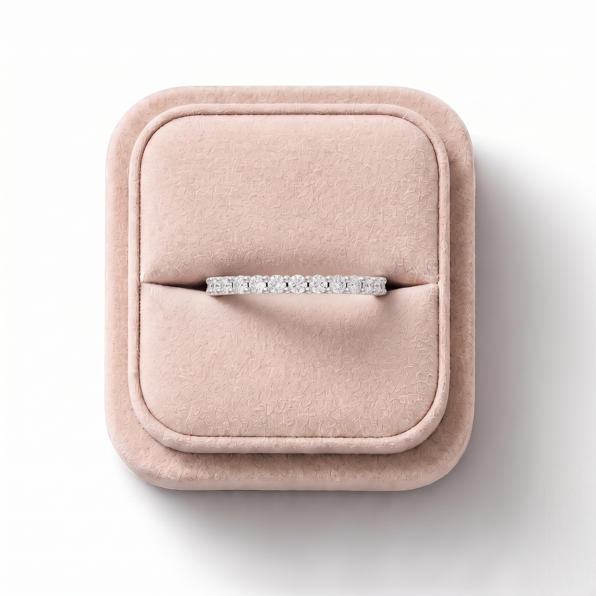 0.40 CT Round Shared-Prong Full Eternity Lab Grown Diamond Ring, on a white background