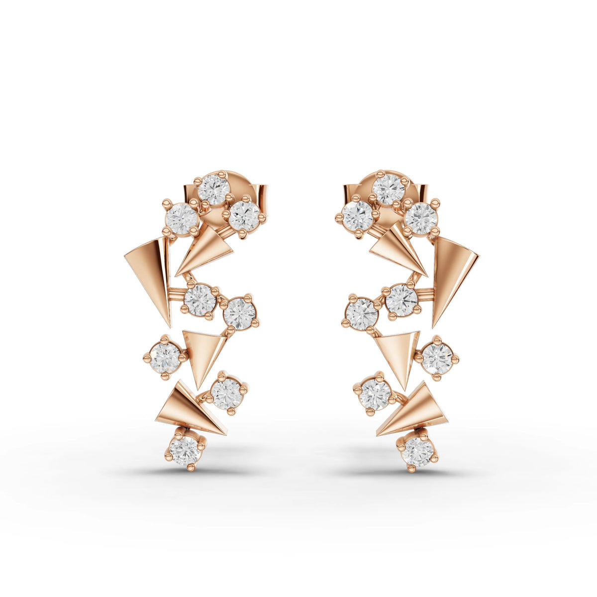 0.40 CT Round Spiral Drops Lab Grown Diamond Earrings in rose gold, top view