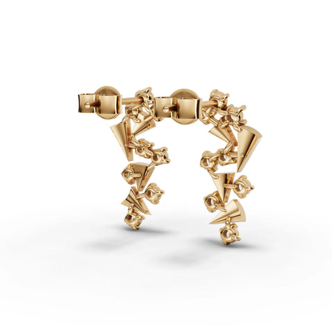 0.40 CT Round Spiral Drops Lab Grown Diamond Earrings in yellow gold, close-up