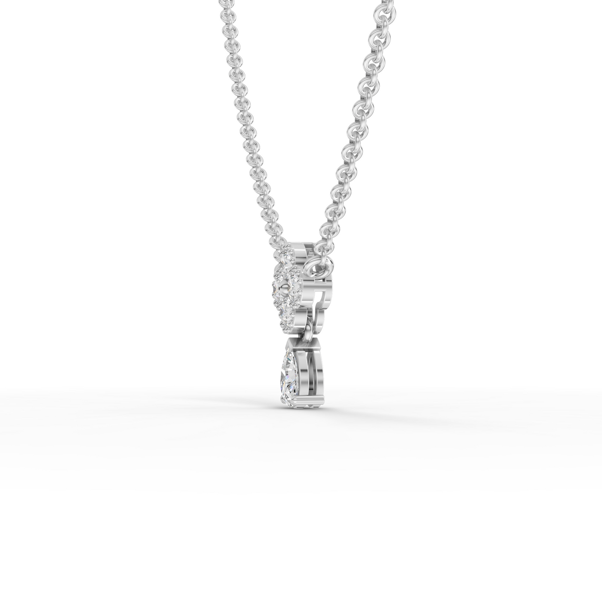 0.40 CT Round With Pear Statement Lab Grown Diamond Pendant, view 2