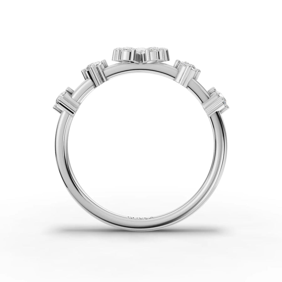 0.41 CT Floral Diamond Ring with Pear Shape Lab Grown Diamond in white gold, view 3