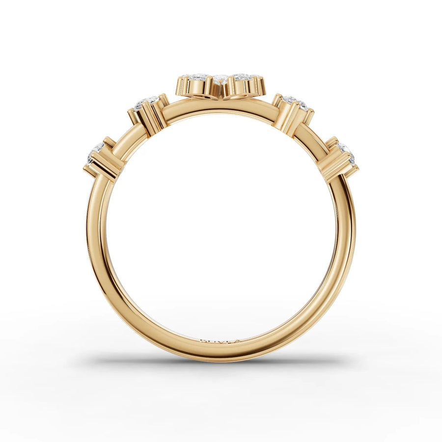 0.41 CT Floral Diamond Ring with Pear Shape Lab Grown Diamond in yellow gold, view 3