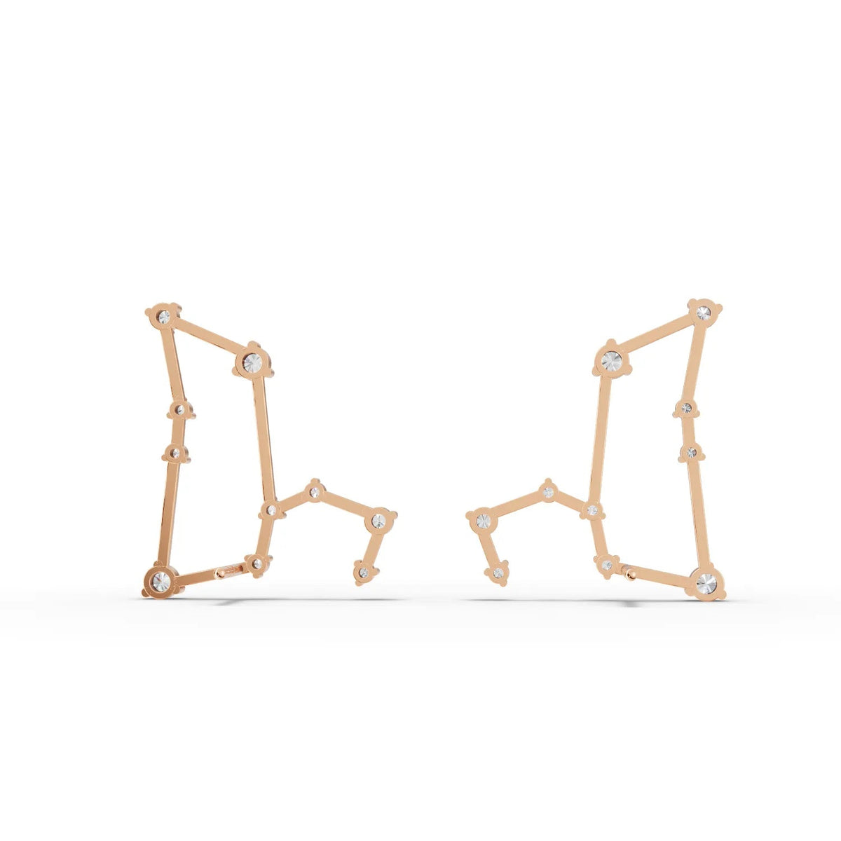 0.41 Ct Leo Lab Diamond Earrings in 18K gold, featuring round lab-grown diamonds arranged in a linear constellation design.