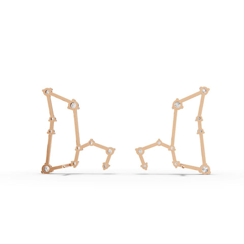 0.41 Ct Leo Lab Diamond Earrings in 18K gold, featuring round lab-grown diamonds arranged in a linear constellation design.