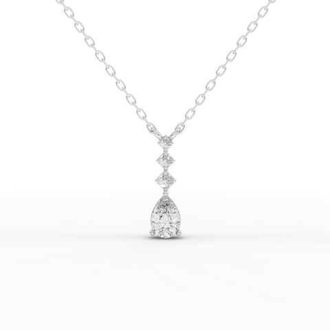 0.41 ct pear-cut lab diamond pendant necklace with geometric drop accents and delicate chain