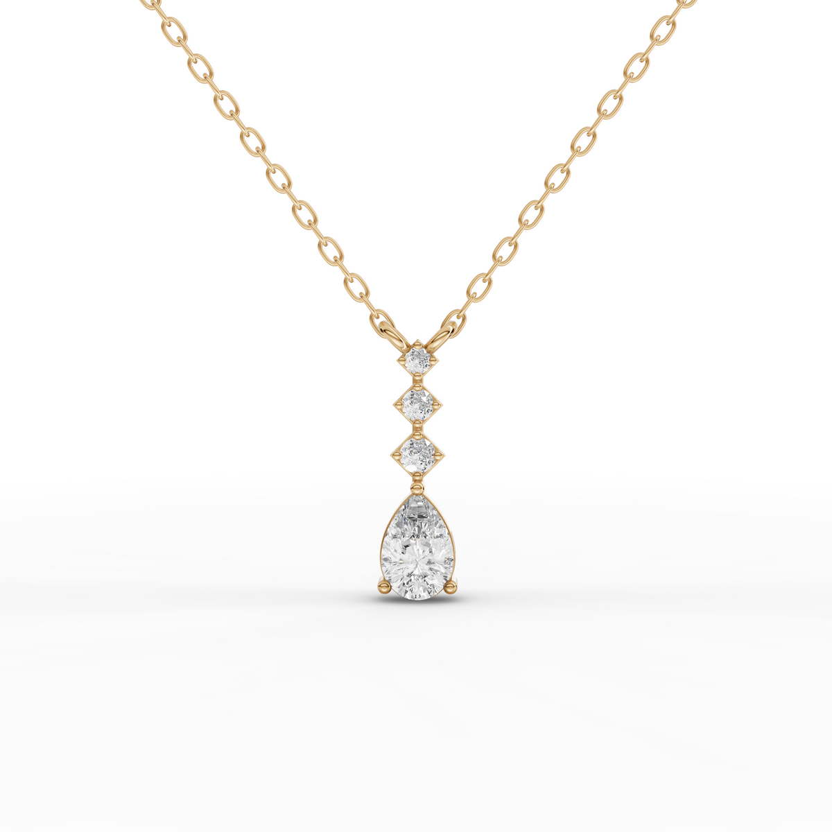 0.41 CT Pear Lab Grown Diamond Drop Necklace in yellow gold