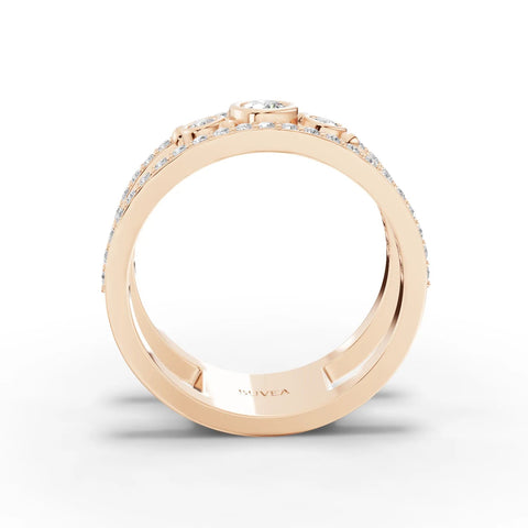 Bezel-set diamond ring rose gold close-up