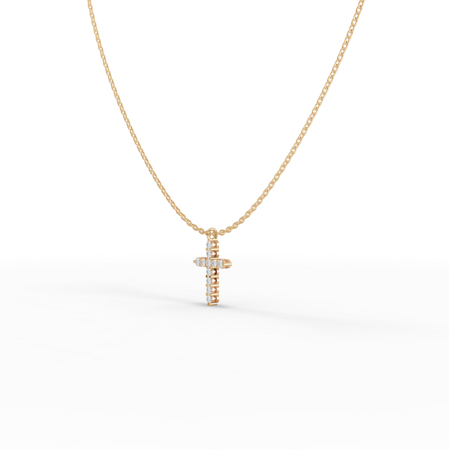 0.44 CT Round Lab Grown Diamond Cross Pendant Necklace, view 3