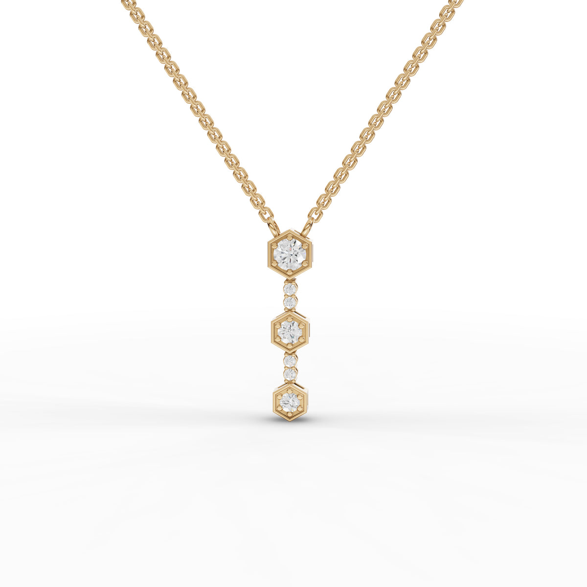 0.45 CT Hexagon Round Lab Grown Diamond Pendant in yellow gold