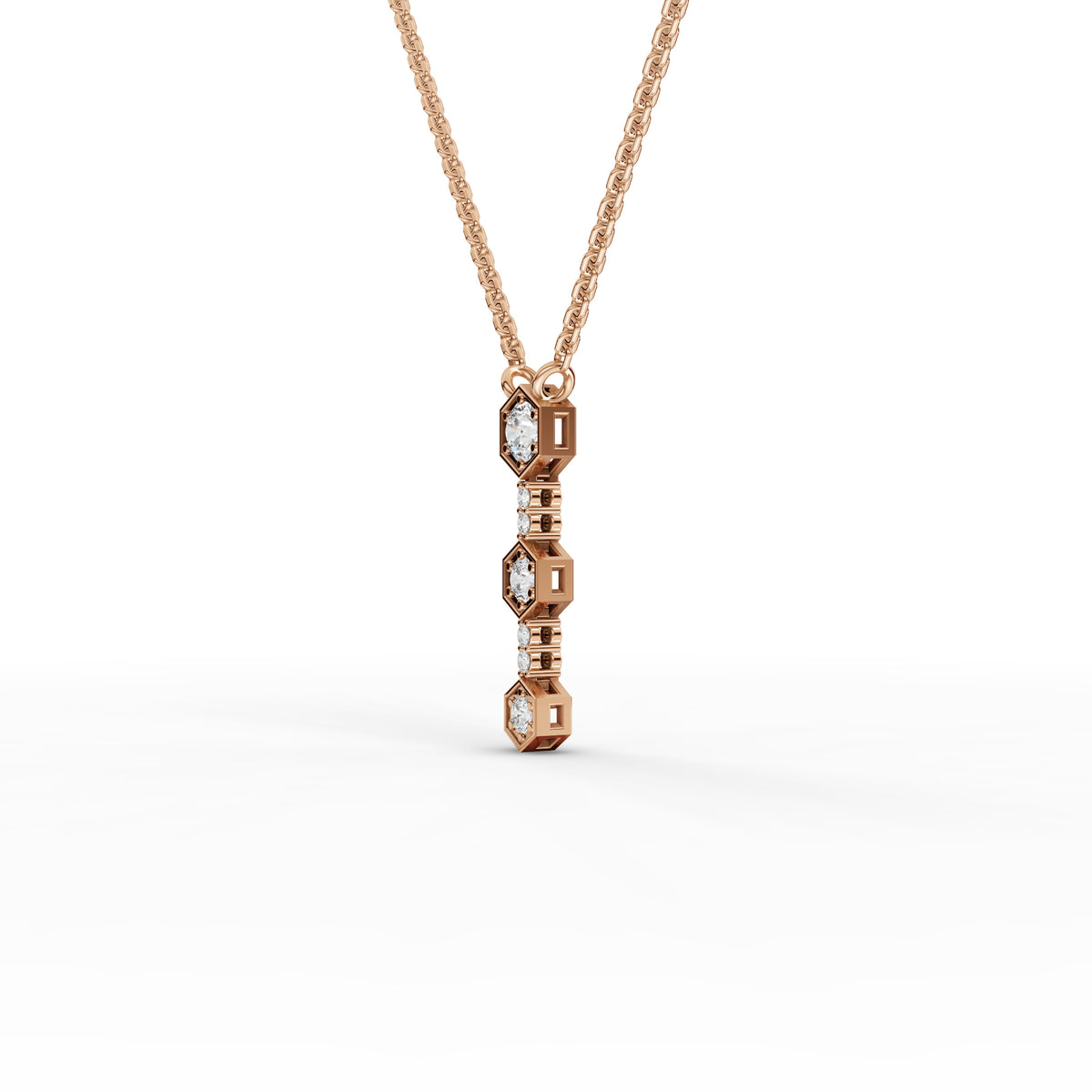 0.45 CT Hexagon Round Lab Grown Diamond Pendant, view 3