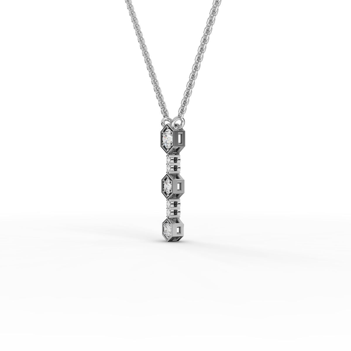 0.45 CT Hexagon Round Lab Grown Diamond Pendant, view 6