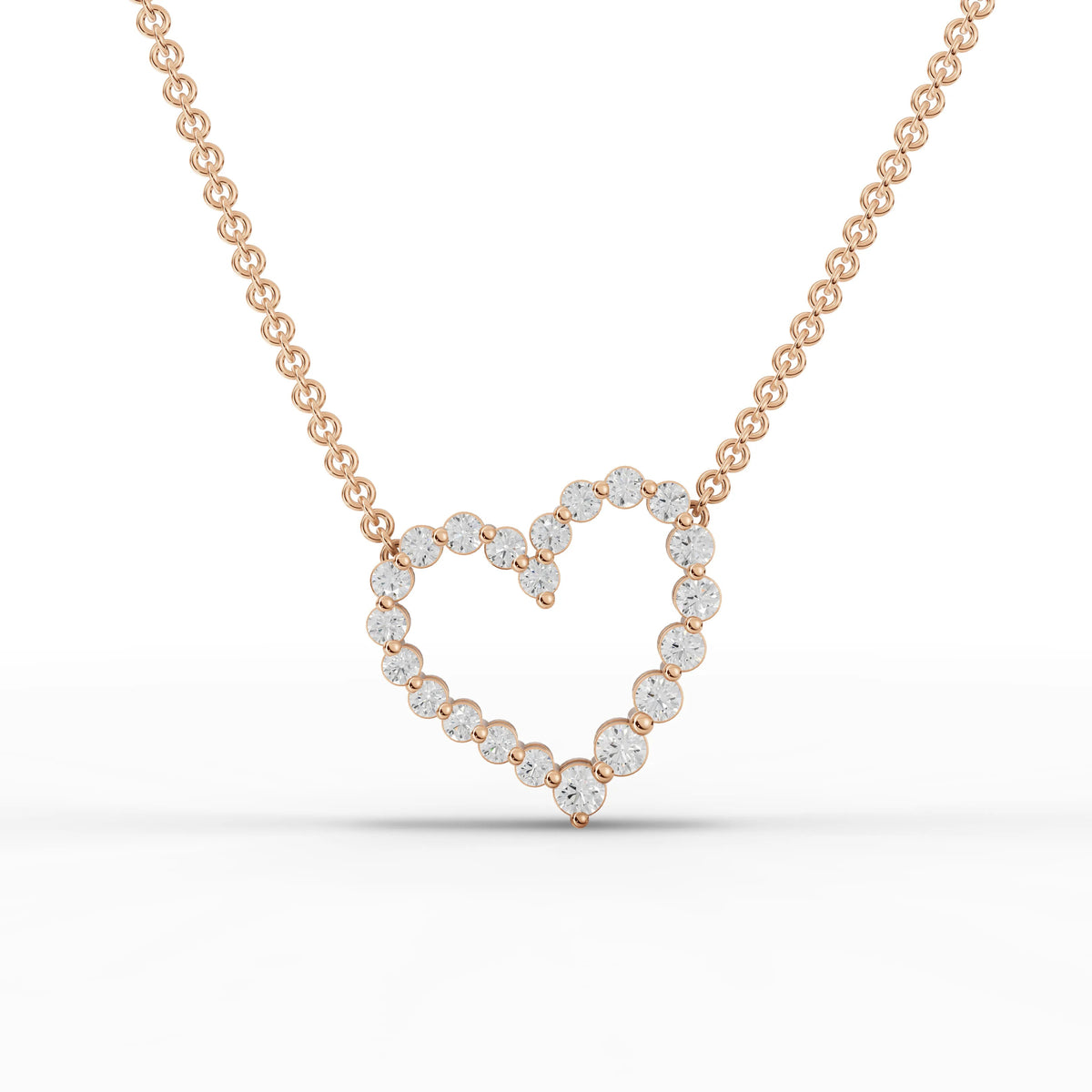 0.45 CT heart lab-grown diamond pendant rose gold front