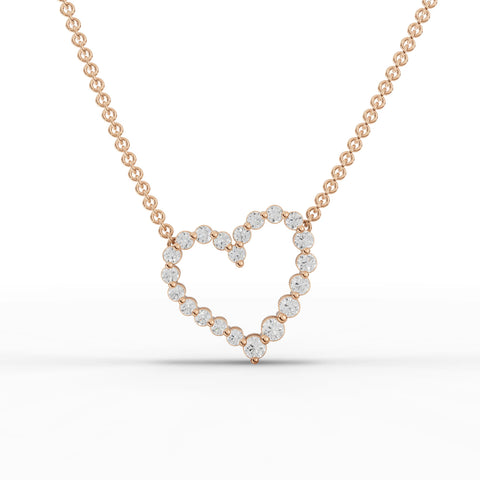 0.45 CT heart lab-grown diamond pendant rose gold front