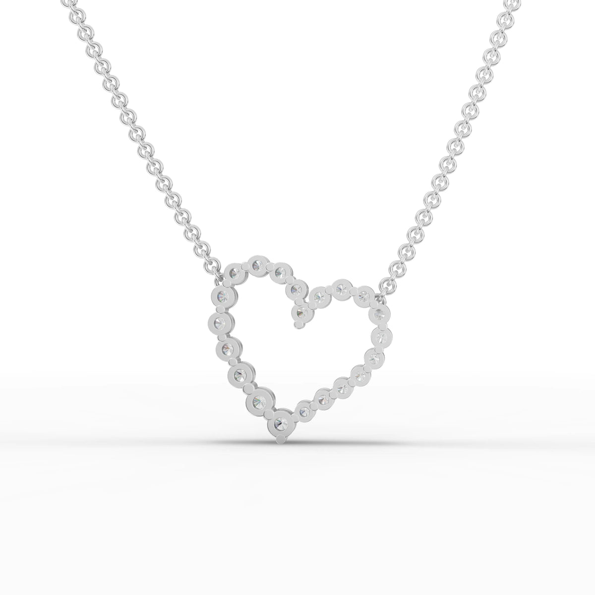 Heart lab-grown pendant white gold close-up