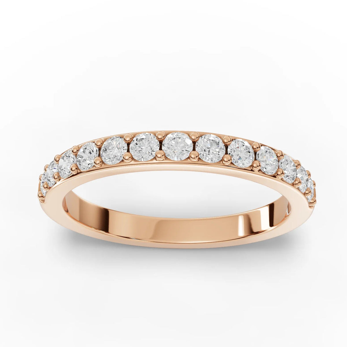 0.46 CT round lab-grown diamond half eternity ring rose gold top view
