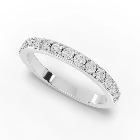 Round half eternity ring white gold angle