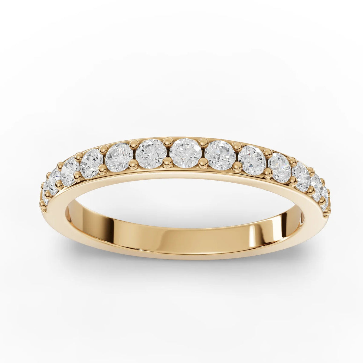 0.46 CT round lab-grown diamond half eternity ring yellow gold top view