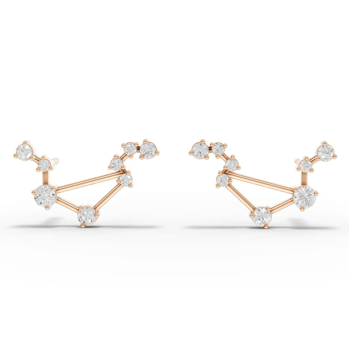 0.46 CT Round Libra Lab Grown Diamond Earrings in rose gold