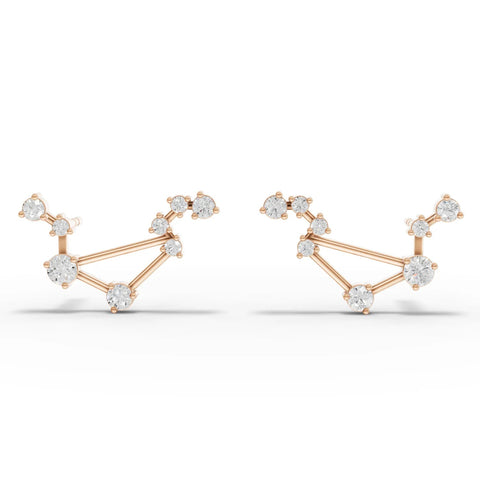 0.46 CT Round Libra Lab Grown Diamond Earrings in rose gold