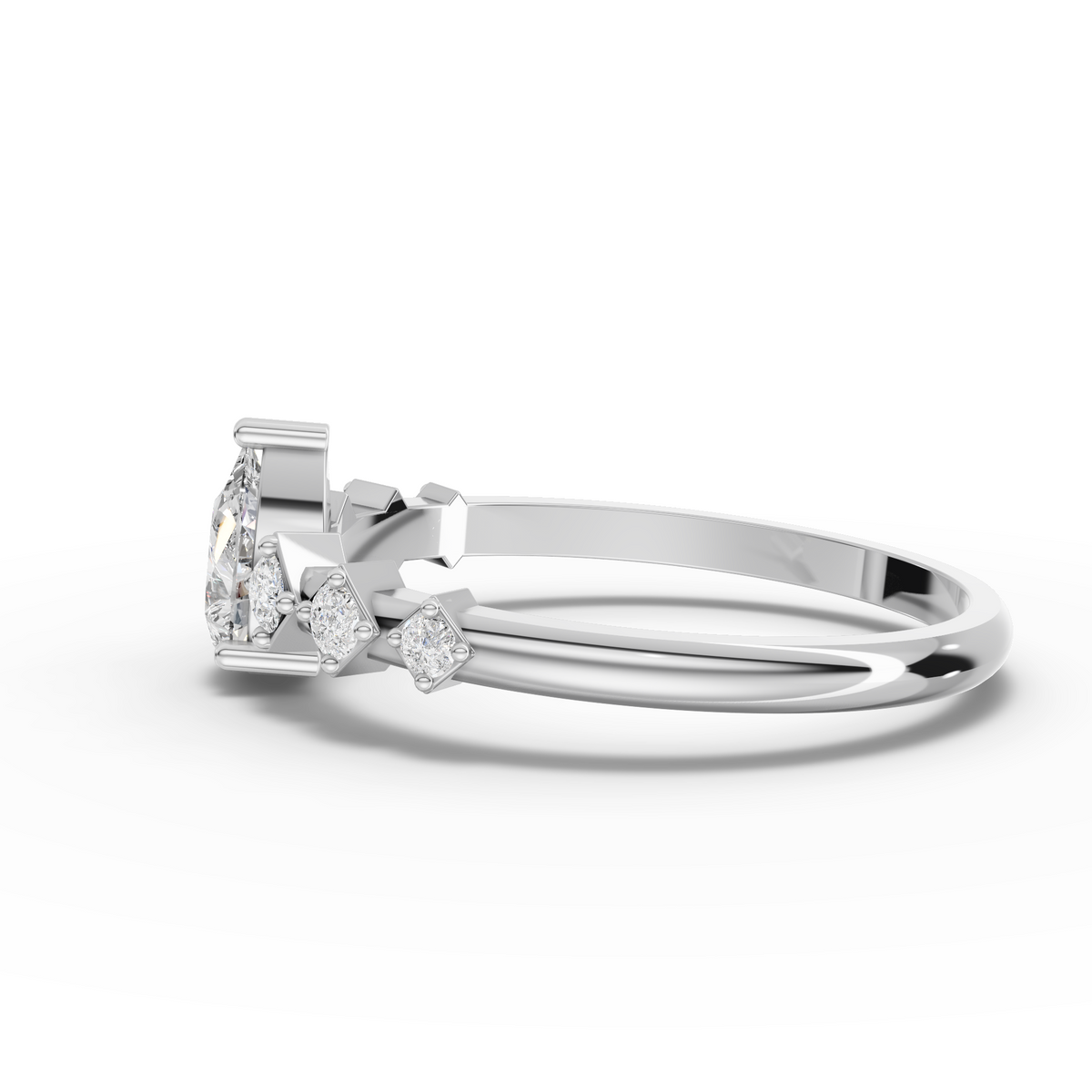 0.47 CT Pear Lab Grown Diamond Accent Ring, view 2