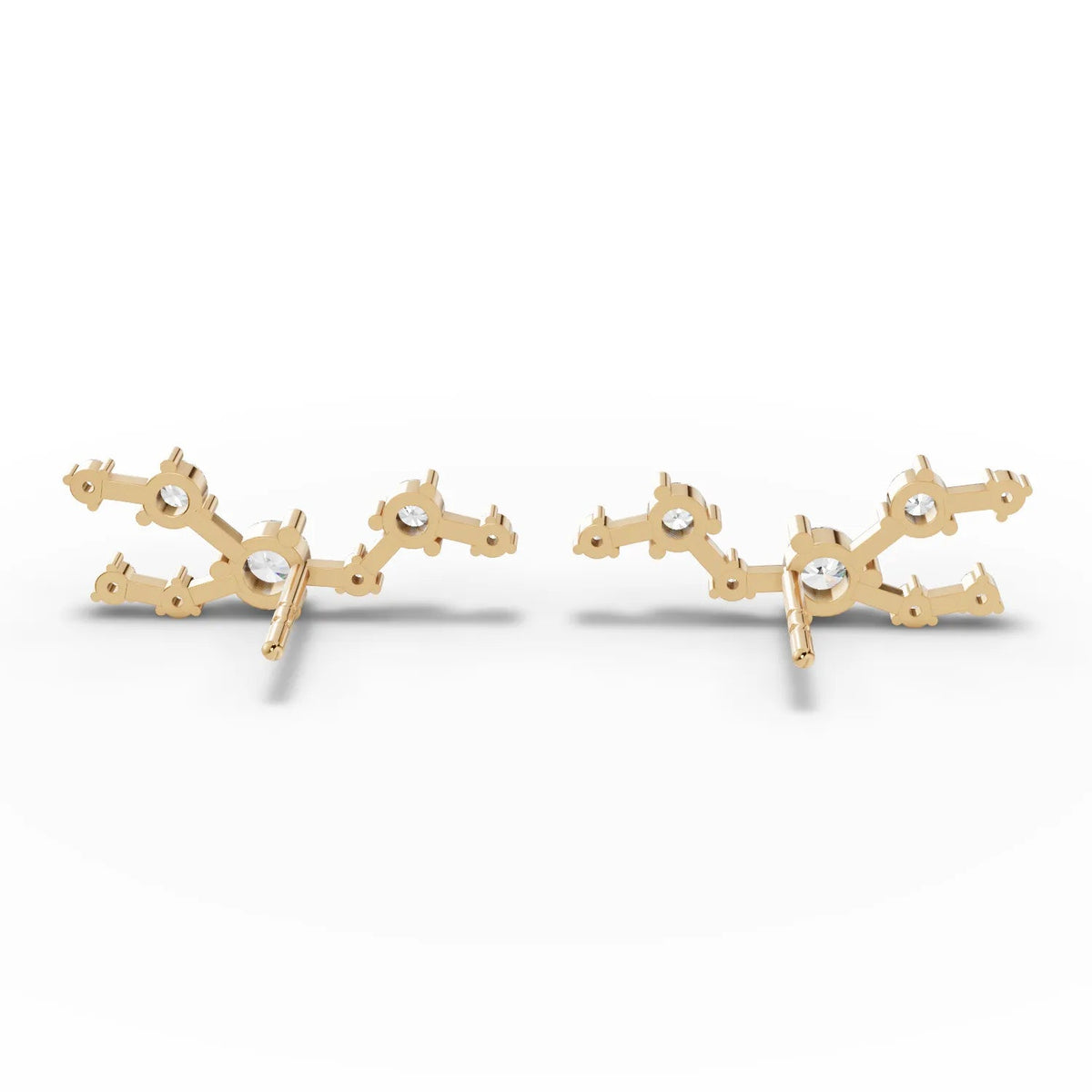 Taurus constellation lab-grown diamond earrings in 18K gold, featuring round diamonds in a distinctive layout.