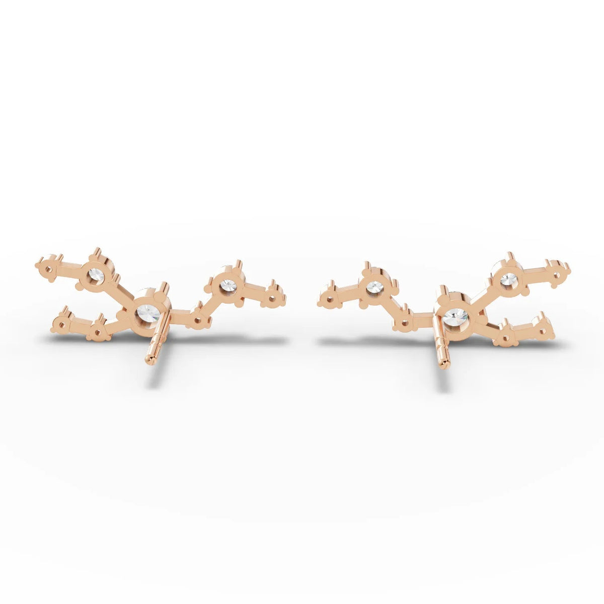 0.47 Ct Taurus lab diamond earrings in 18K gold, featuring round lab-grown diamonds arranged in constellation design.