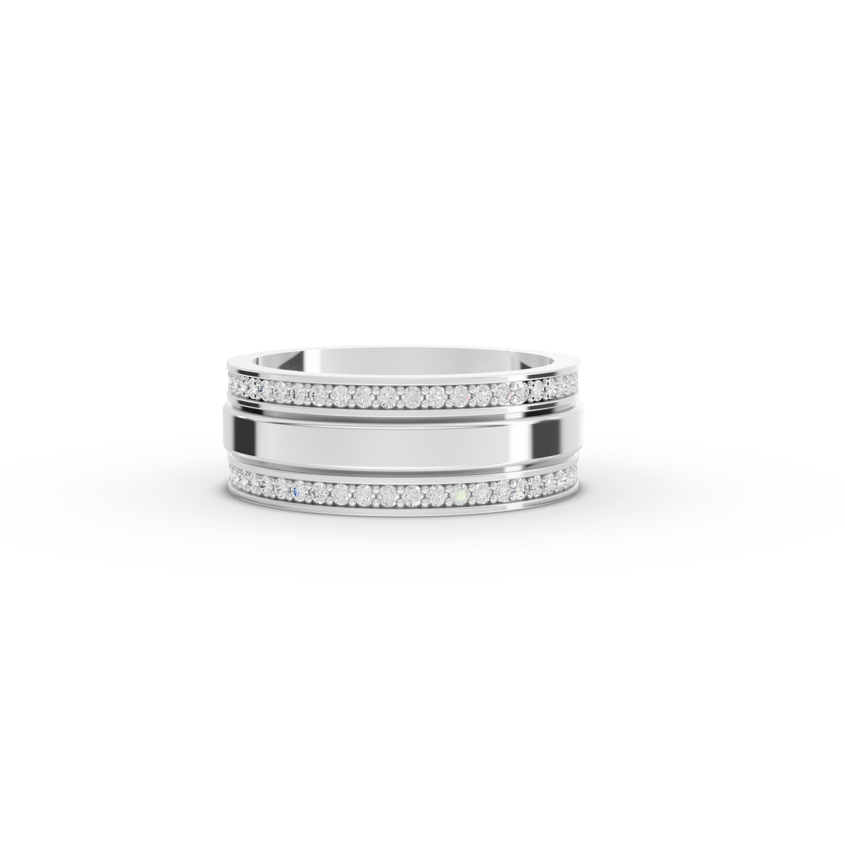 0.48 CT Round Lab Diamond Double Row Pavé Wide Wedding Band in white gold