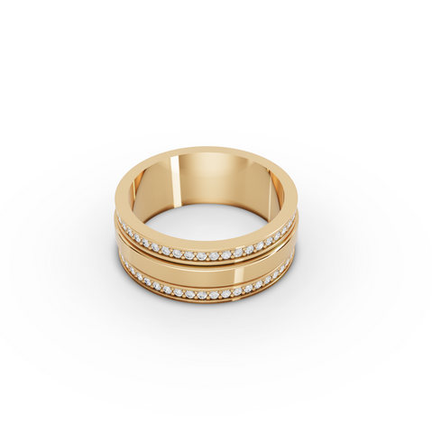 0.48 CT Round Lab Diamond Double Row Pavé Wide Wedding Band, view 3