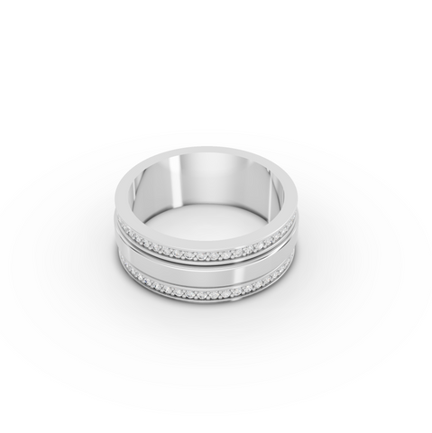 0.48 CT Round Lab Diamond Double Row Pavé Wide Wedding Band