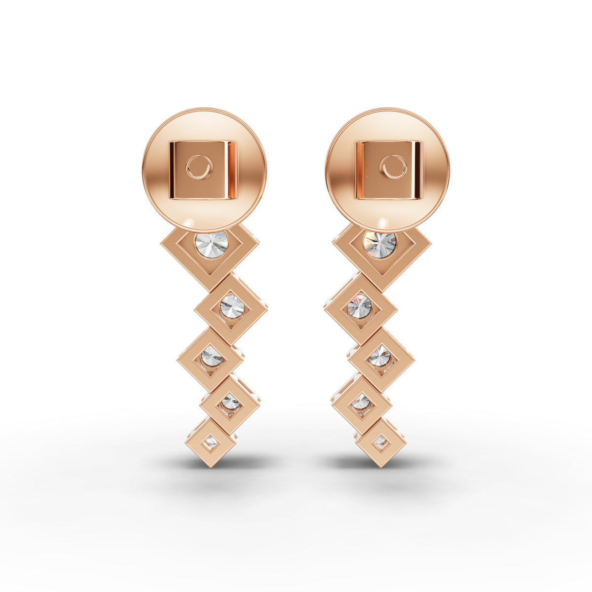 0.48 CT Stacked Round Lab Grown Diamond Drop Earrings, view 6