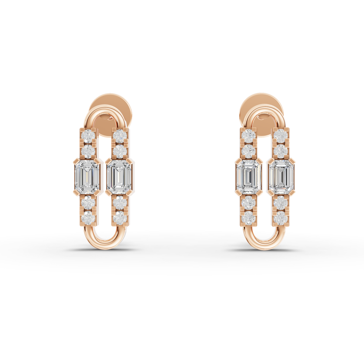 0.49 CT Emerald Lab Grown Diamond Drop Earrings in rose gold