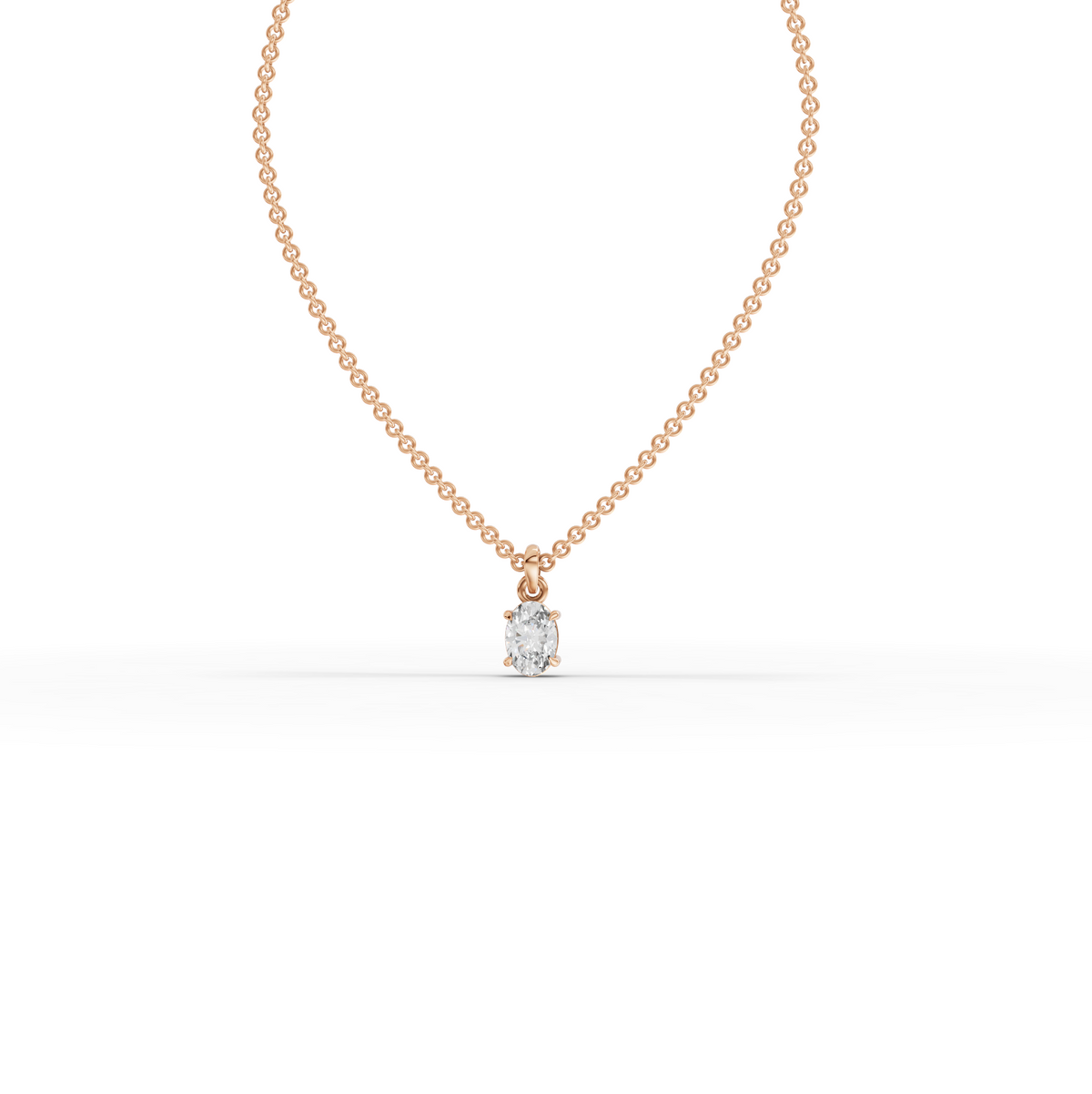 0.50 CT Oval Solitaire Lab Grown Diamond Pendant in rose gold