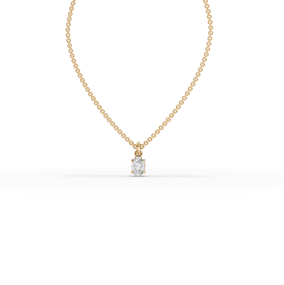 0.50 CT Oval Solitaire Lab Grown Diamond Pendant in yellow gold