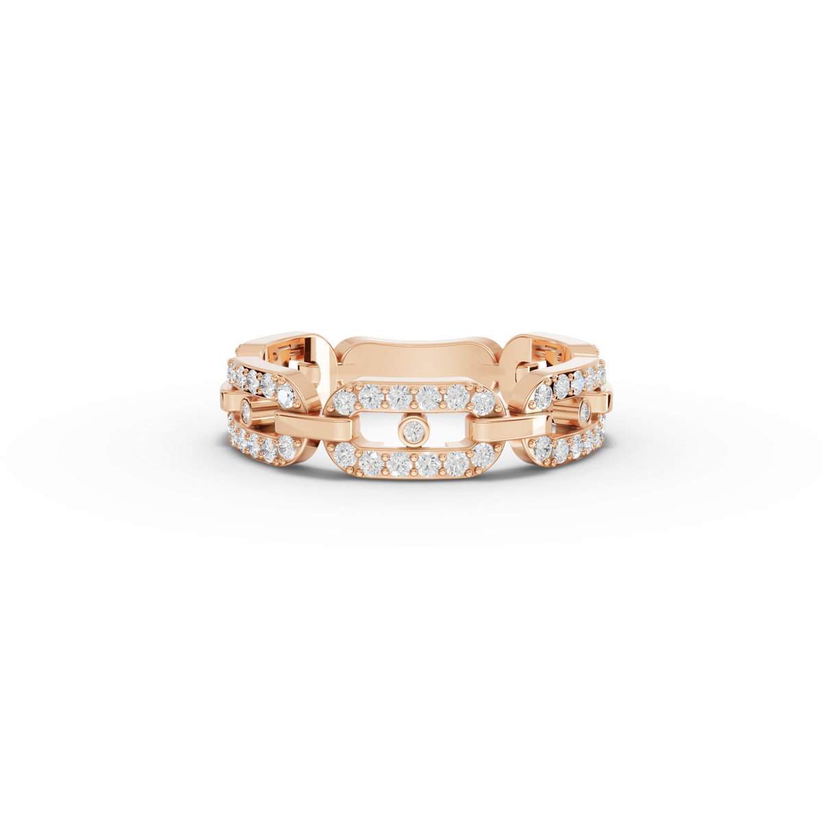 0.50 CT Pavé Cuban Link Lab Grown Diamond Ring in rose gold