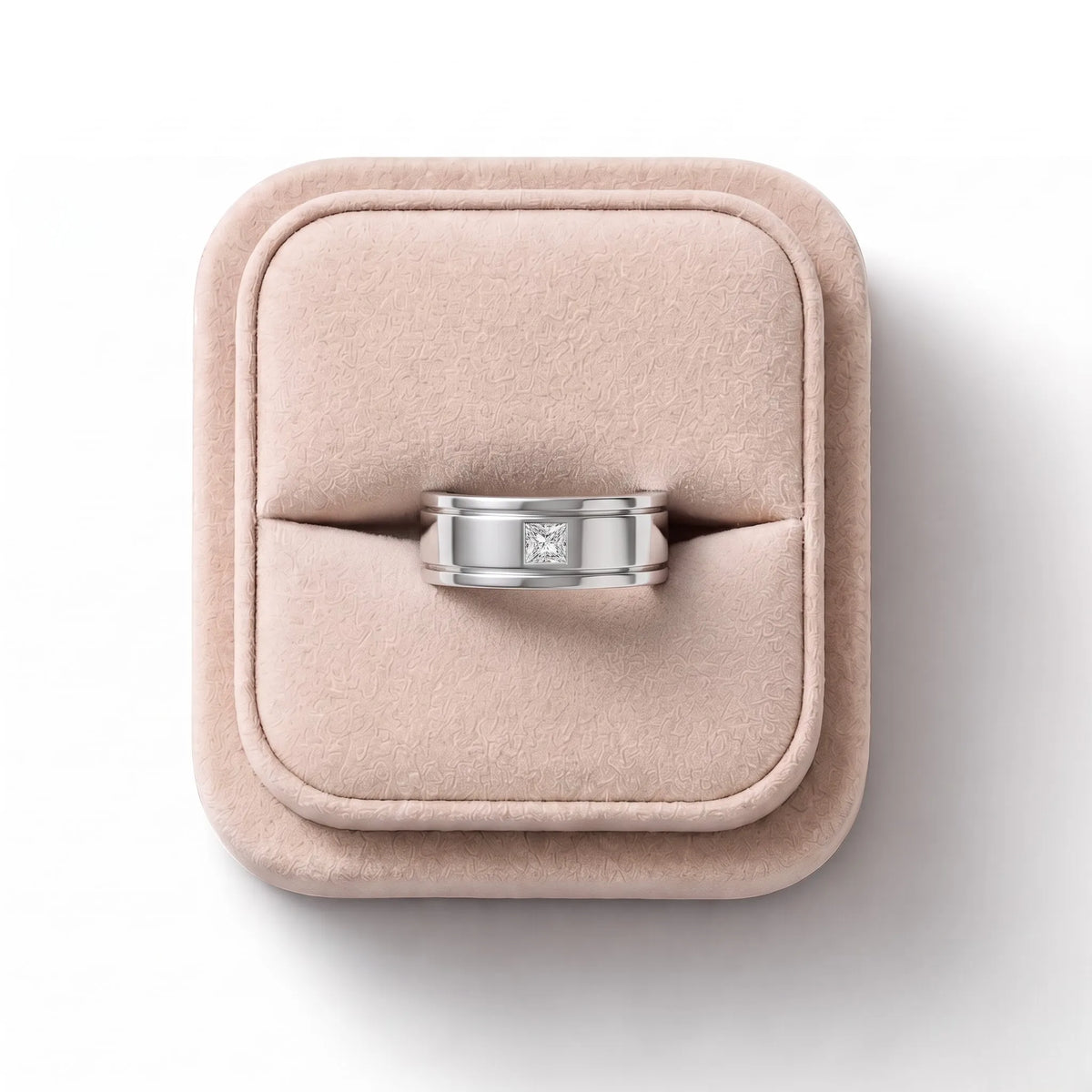 0.50 CT Princess Lab Grown Diamond Men's Wide Band Ring, on a white background