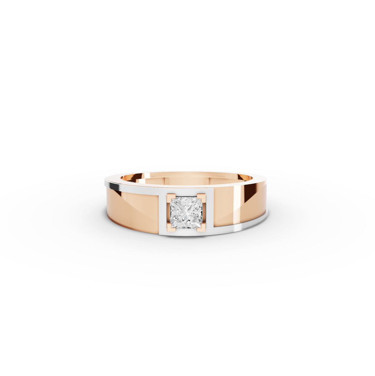0.50 CT Princess Two-Tone Men’s Lab Grown Diamond Band in rose gold