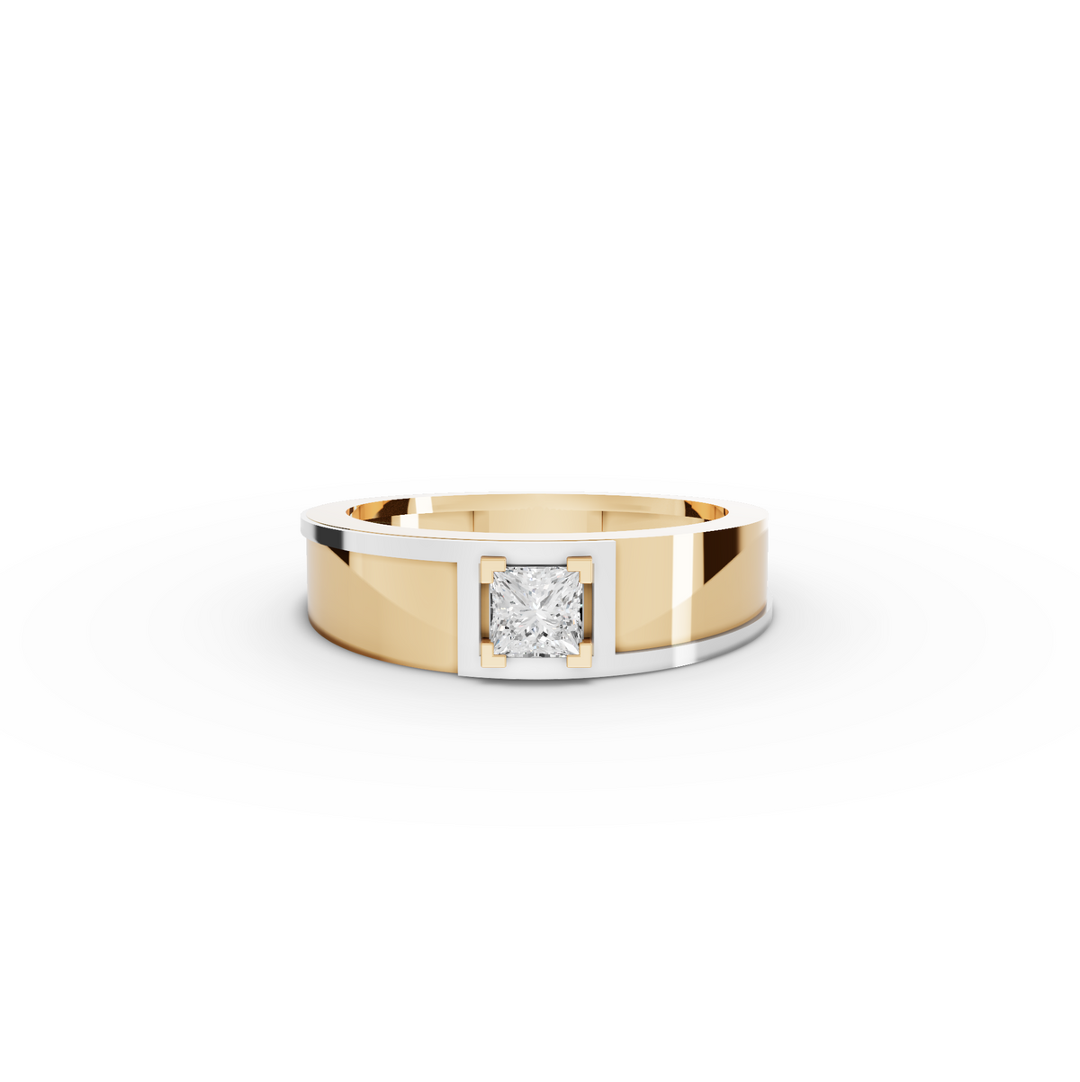 0.50 CT Princess Two-Tone Men’s Lab Grown Diamond Band in yellow gold