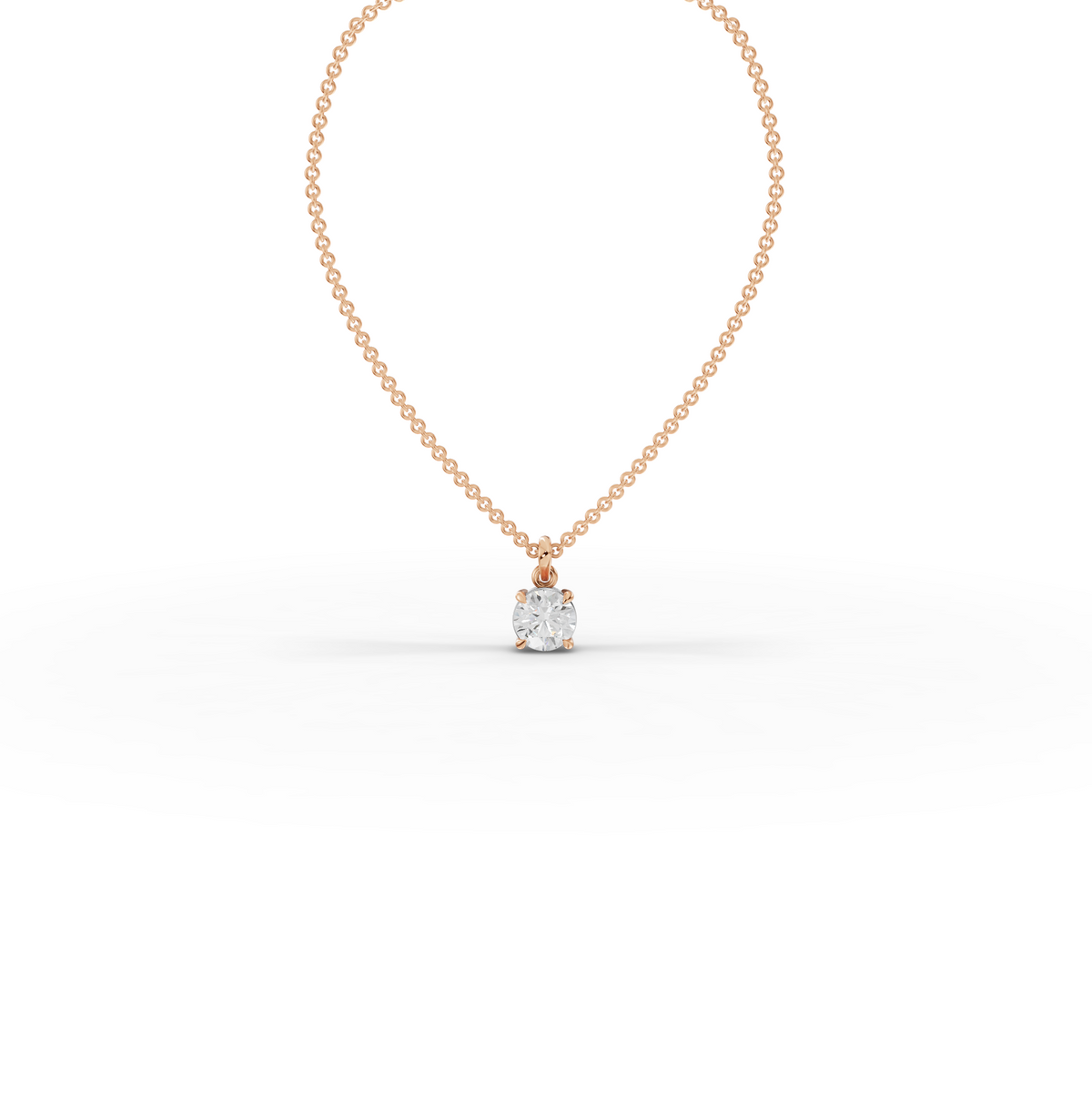 0.50 CT Round Basket Lab Grown Diamond Solitaire Pendant in rose gold