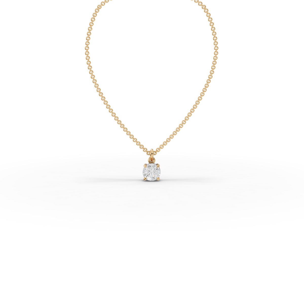0.50 CT Round Basket Lab Grown Diamond Solitaire Pendant in yellow gold