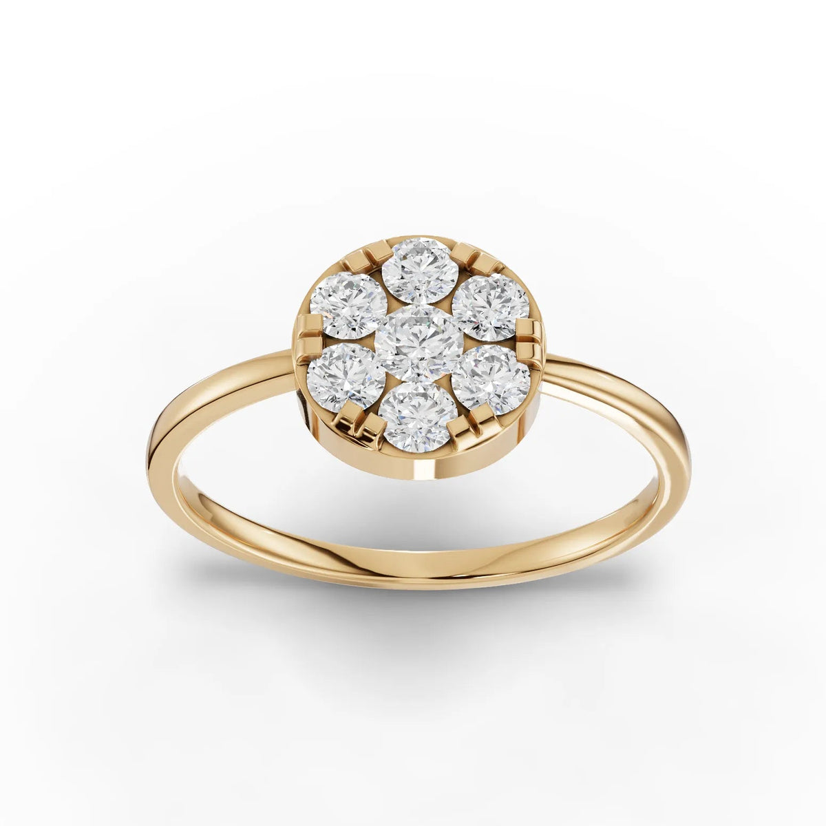 0.50 CT round lab-grown diamond cluster ring yellow gold top view