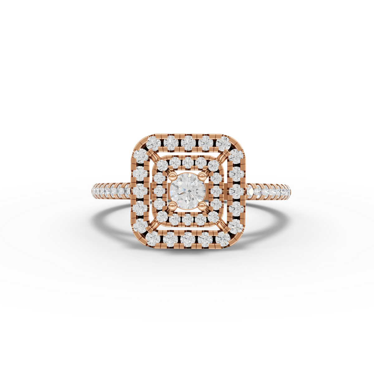 0.50 CT Round Double Halo Lab Grown Diamond Ring in rose gold