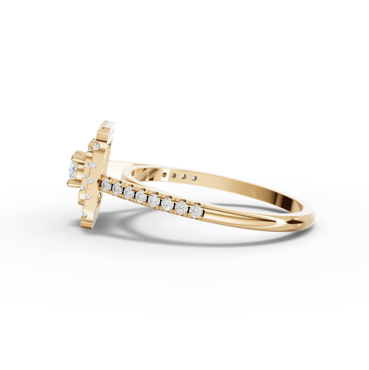 0.50 CT Round Double Halo Lab Grown Diamond Ring, view 4