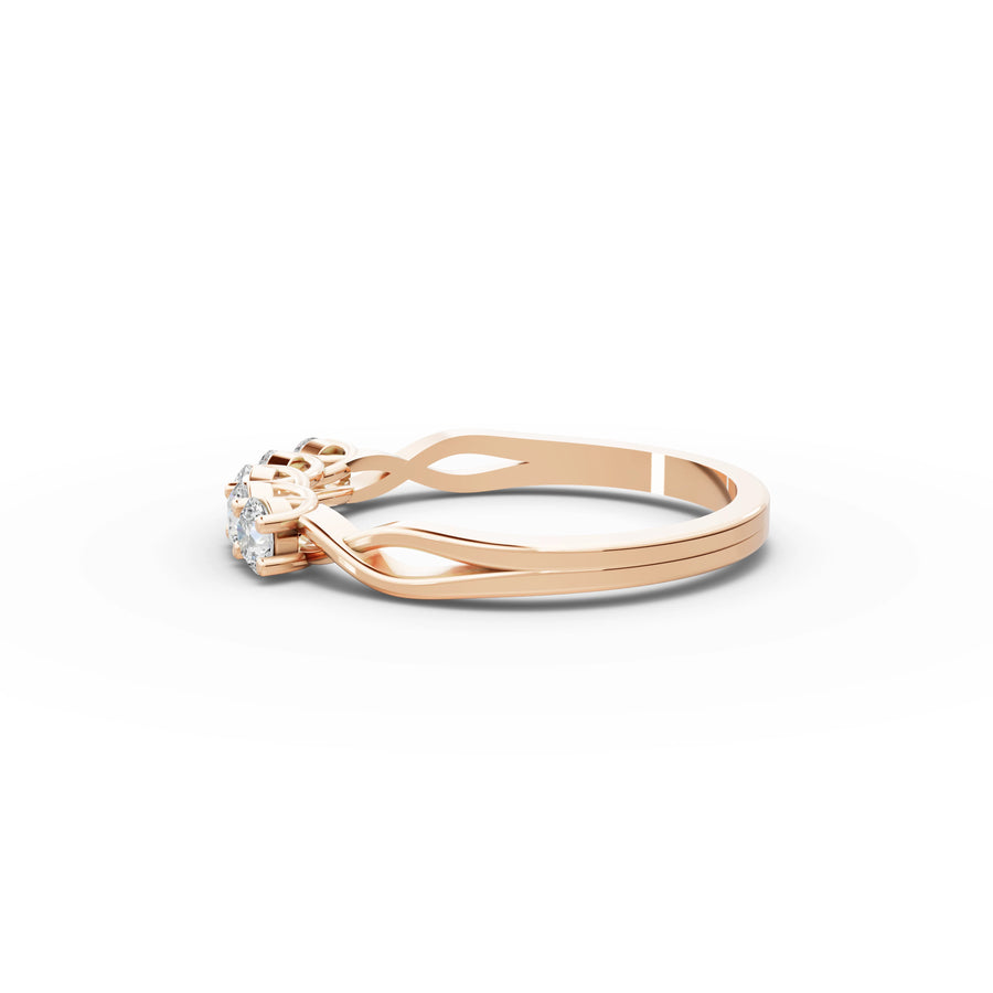 0.50 CT Round Five Stone Statement Lab Grown Diamond Ring in rose gold, view 3