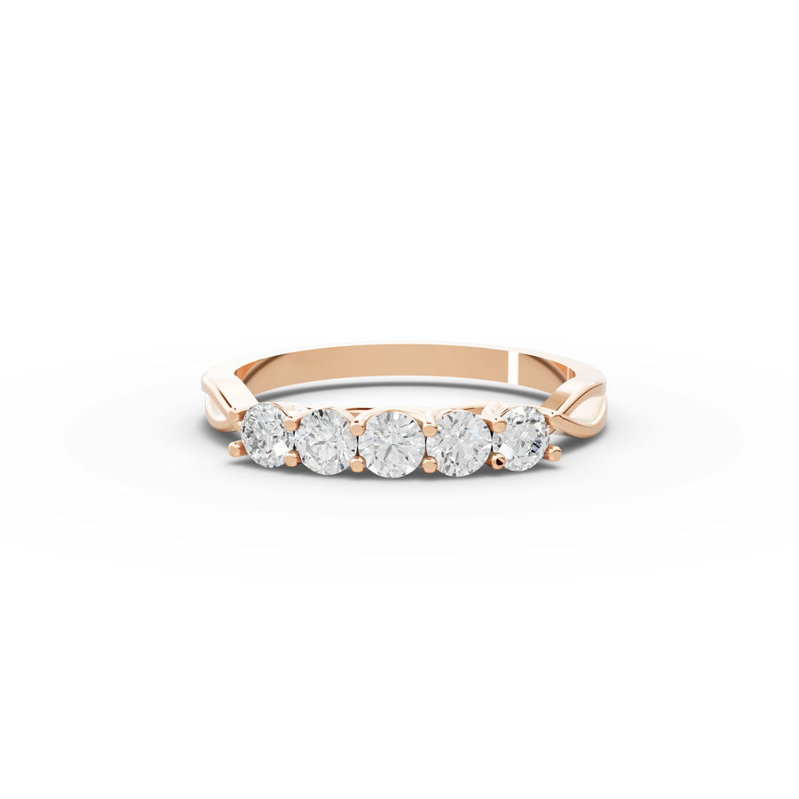 0.50 CT Round Five Stone Statement Lab Grown Diamond Ring in rose gold