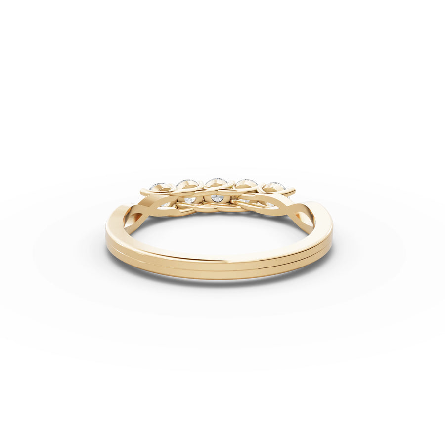 0.50 CT Round Five Stone Statement Lab Grown Diamond Ring in yellow gold, view 3