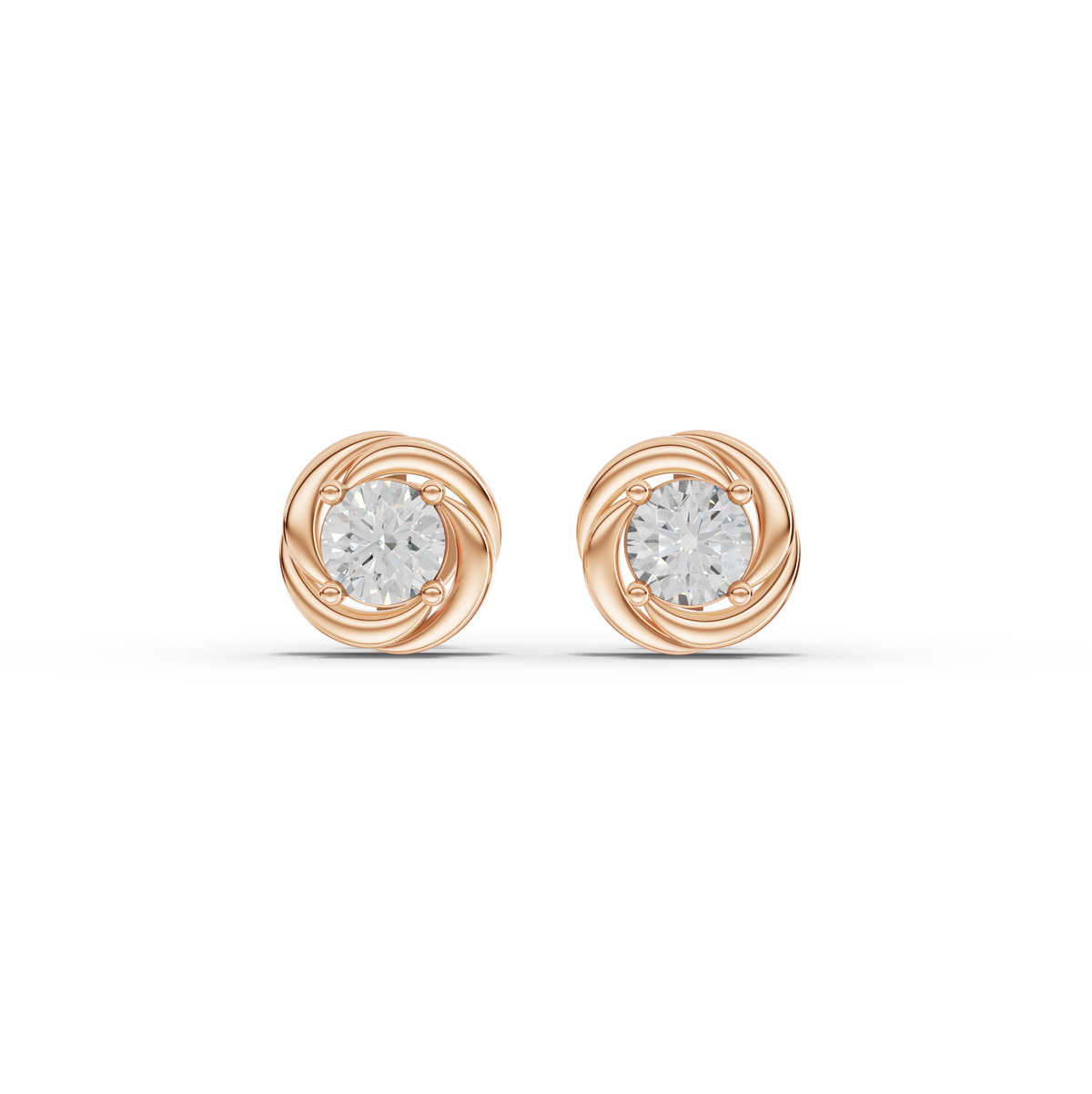 0.50 CT Round Lab Grown Diamond Swirl Stud Earrings in rose gold